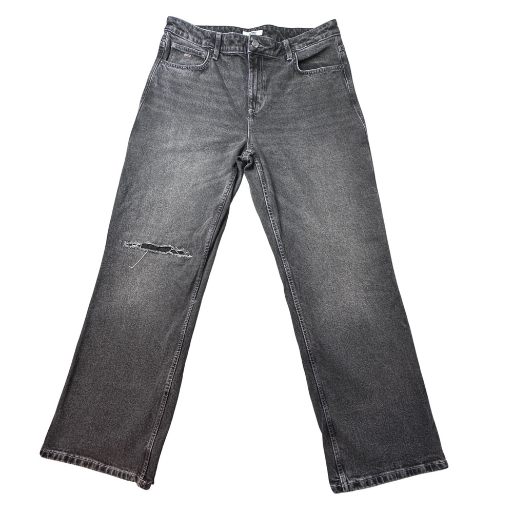 Tommy Jeans Womens 12 Black Denim Betsy Loose‎ Baggy Distressed Streetwear Y2K